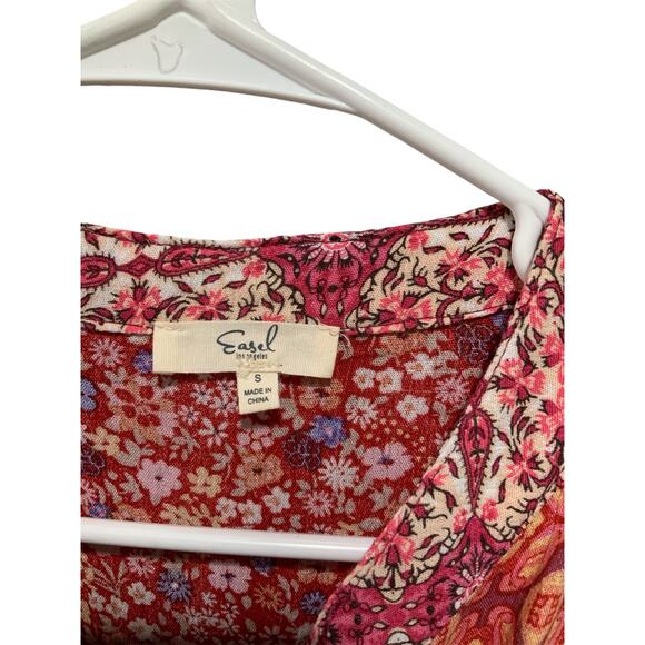 Red Boho patchwork dress size s #1406 - Picture 6 of 8